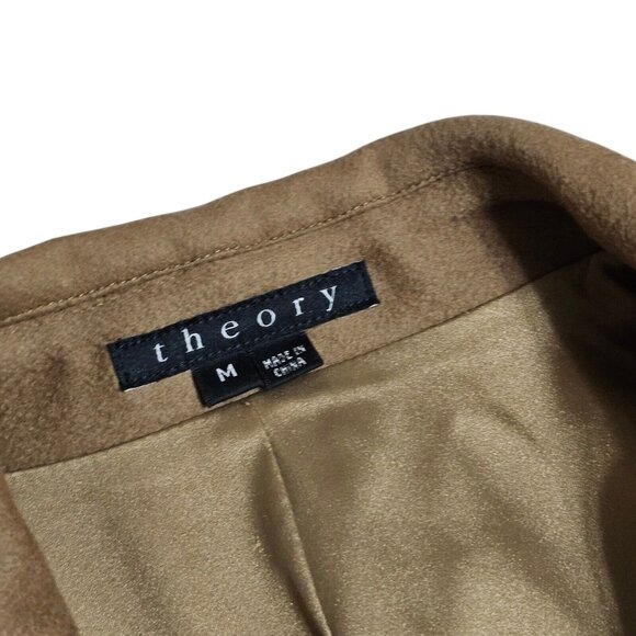 Theory Womens Pea Coat Double Breasted 100% Wool Jacket Blazer Camel Brown Sz M - Picture 6 of 9